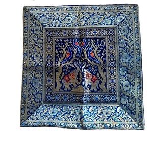 Lucky Elephants Square Pillow Covers Birds Gold